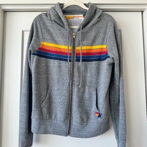 Small Aviator Nation 5 Stripe Hoodie - Heather Grey Unisex